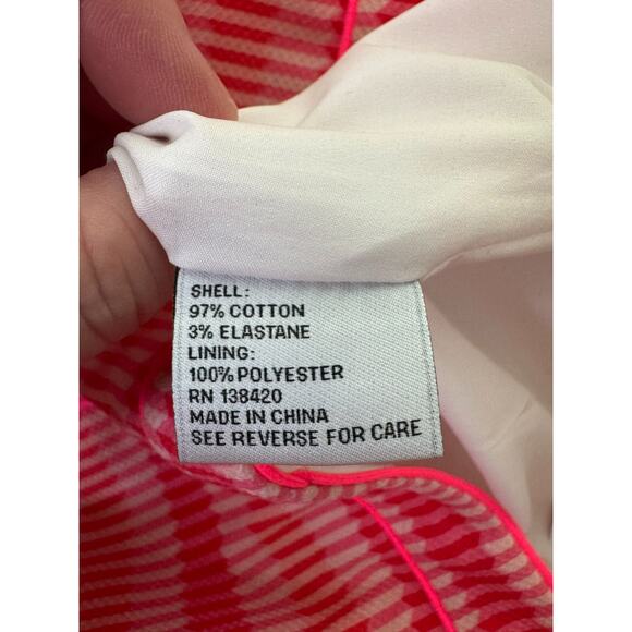 Per Se by Carlisle Skirt Womens 10 Neon Pink White Pencil Cotton Stretch Career - Picture 5 of 11